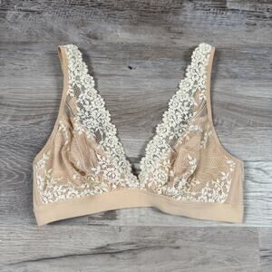 Wacoal Nude Lace Wireless Bralette Soft Cup Everyday Minimalist Bra Medium